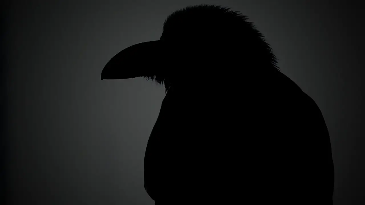 Silhueta de um corvo na penumbra